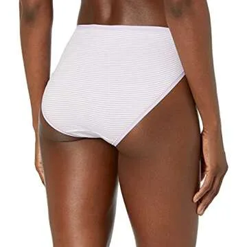 Amazon Essentials Women's Cotton High Leg Brief Underwear (Available in Plus Size), Pack of 6, Ditsy Floral/Mini Stripe/Wildflowers, Large