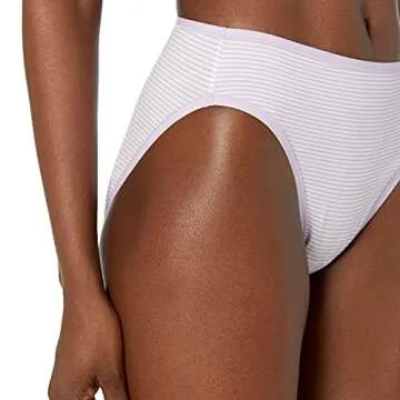 Amazon Essentials Women's Cotton High Leg Brief Underwear (Available in Plus Size), Pack of 6, Ditsy Floral/Mini Stripe/Wildflowers, Large