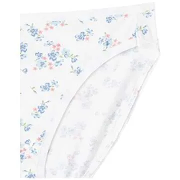 Amazon Essentials Women's Cotton High Leg Brief Underwear (Available in Plus Size), Pack of 6, Ditsy Floral/Mini Stripe/Wildflowers, Large