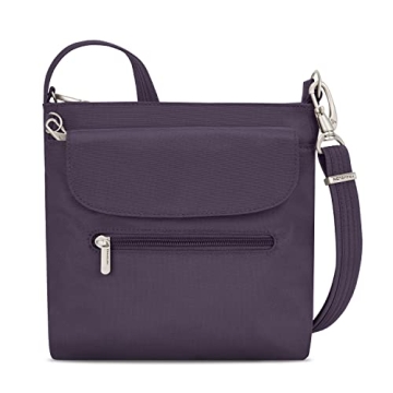 Travelon Women's Anti-Theft Classic Mini Shoulder Bag Sling Tote - Stylish & Secure Purple