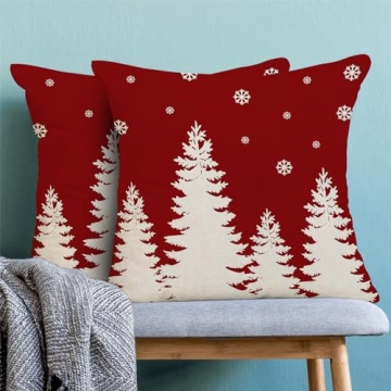 CXMEIFLY Christmas Pillow Covers Set of 2 Red Cream