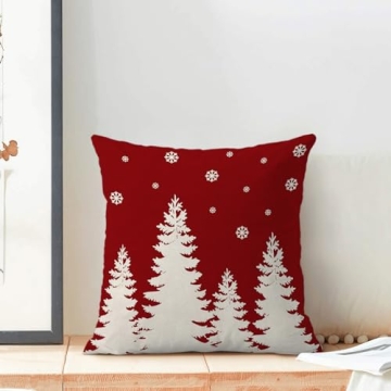 CXMEIFLY Christmas Pillow Covers Set of 2 Red Cream
