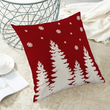 CXMEIFLY Christmas Pillow Covers Set of 2 Red Cream