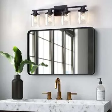 Stambord 4 Light Matte Black Bathroom Light Fixtures - Modern Style Over Mirror