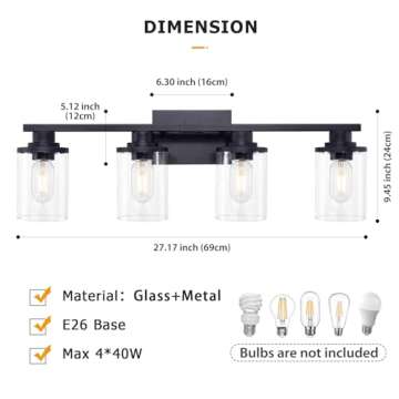 Stambord 4 Light Matte Black Bathroom Fixtures