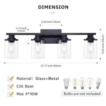 Stambord 4 Light Matte Black Bathroom Fixtures