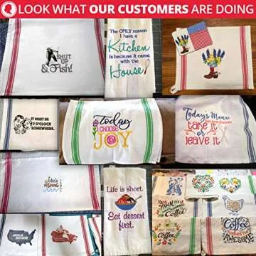 Aunti Em's Cotton Dish Towels Set - Ideal for Embroidery