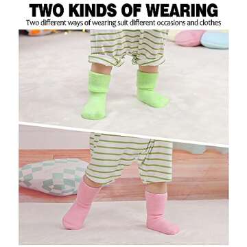 SDBING Baby Boys Girls Grips Socks Infant Toddlers Kids Non Slip Warm Thick Cotton Ankle Crew Socks with Grippers (1-3T, 6 Pairs Colorful)
