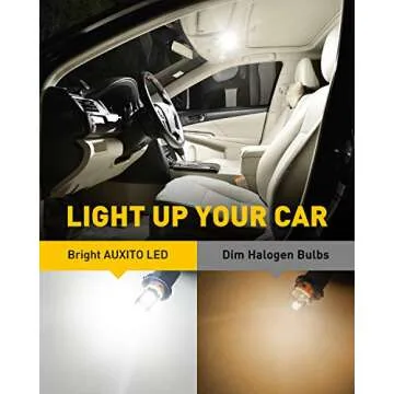 AUXITO 194 LED Bulb 6000K White 168 2825 W5W T10 Wedge 14-SMD Interior Car Bulbs Replacement for Dome Map Door Courtesy Trunk Parking License Plate Lights, 10 PCS