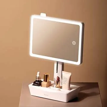 Fancii LED Lighted Large Vanity Makeup Mirror with 10X Magnifying Mirror - Dimmable Natural Light, T...