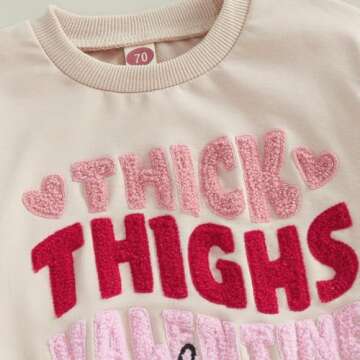 Newborn Infant Baby Girl Boy Rompers Outfit Baby Girl Long Sleeve Jumpsuits 3 6 9 12 18 Months (Apricot-Thick Thighs Valentines, 6-12 Months)