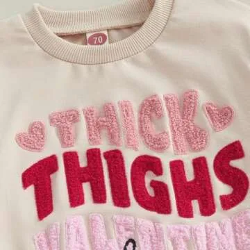 Newborn Infant Baby Girl Boy Rompers Outfit Baby Girl Long Sleeve Jumpsuits 3 6 9 12 18 Months (Apricot-Thick Thighs Valentines, 6-12 Months)