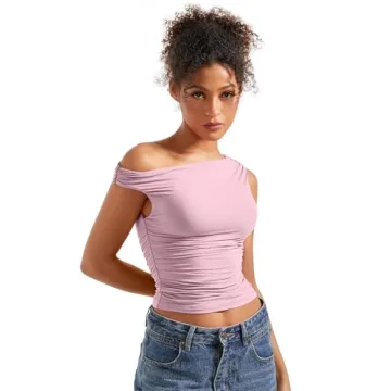 SUUKSESS Women's Y2K Trendy Off Shoulder Crop Top