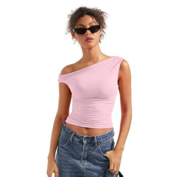 SUUKSESS Women's Y2K Trendy Off Shoulder Crop Top