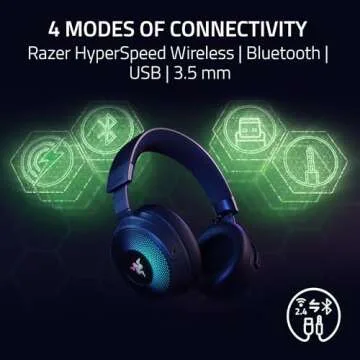 Razer Kraken V4 Pro Wireless Gaming Headset: OLED Control Hub - HD Haptics - 2.4GHz Wireless - Bluetooth - USB - 3.5 mm - Super Wideband Mic -(Renewed)