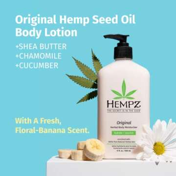 Hempz Original, Natural Hemp Seed Oil Body Moisturizer with Shea Butter and Ginseng & Body Lotion - Triple Moisture - Grapefruit and Sparkling Peach - Daily Moisturizing Cream - 17oz