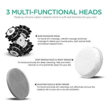 VOYOR Electric Cellulite Massager, Body Sculpting Machine for Arms, Belly, Legs, Waist, Buttocks, 3 Strengths for Body Cleaning and Deep Tissue Cellulite Massage, IPX7 Waterproof & Cordless VRMM1-NEW