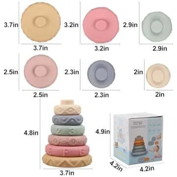 Stacking Rings Soft Toys for Babies 6 Months and up Old Girls Boys - Toddlers Sensory Educational Montessori Baby Blocks - Developmental Teething Learning Stacker - Baby Teething Toys