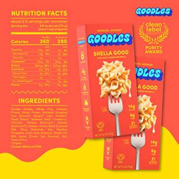 Goodles Shella Good Aged White Cheddar and Shells Pasta - Nutrient Packed with Real Cheese, Fiber, P...