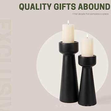 Stylish Ceramic Black Candle Holders Set for Home Decor