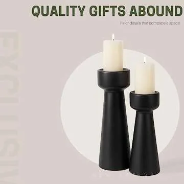 Stylish Ceramic Black Candle Holders Set for Home Decor