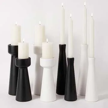 Stylish Ceramic Black Candle Holders Set for Home Decor
