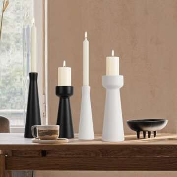 Stylish Ceramic Black Candle Holders Set for Home Decor