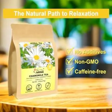 FullChea - Chamomile Tea bags, 50 Teabags - Pure & Natural Chamomile Flower Herbal Tea for Relaxation - Non-GMO - Caffeine-free - Support Digestion & Boost Immune System