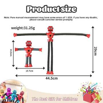 Bendable Robot Figures, Easter Basket Stocking Stuffer Set of 4 Flexible Men, Telescopic Suction Cup...