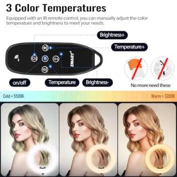 EMART 18-inch Ring Light with Stand, 65W Big Adjustable 3200-5500K LED Ringlight with Ultra-wide Lighting Area for Camera Photography, YouTube Videos, Makeup, Kit: Phone Holder, Remote, Soft Tube, etc