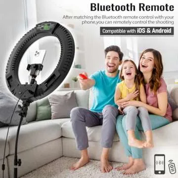 EMART 18-inch Ring Light with Stand, 65W Big Adjustable 3200-5500K LED Ringlight with Ultra-wide Lighting Area for Camera Photography, YouTube Videos, Makeup, Kit: Phone Holder, Remote, Soft Tube, etc