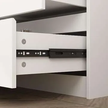 Hitow 9 White Drawer Dressers, Modern Large Dresser for Bedroom Organize, Wooden Long Dresser with 9 Handle Free Drawers, Storage Chest of Drawers for Living Room Office, Ball Bearing Slide (63" W)