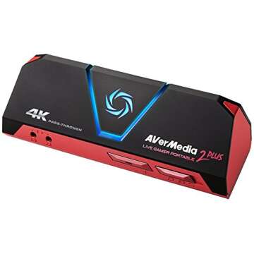 AVerMedia GC513 Live Gamer Portable 2 Plus Capture Card, 4K Pass-Through, 1080p60 Game Streaming, Re...