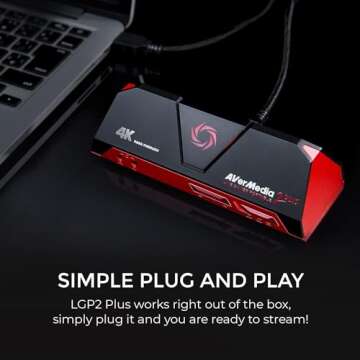 AVerMedia GC513 Live Gamer Portable 2 Plus Capture Card, 4K Pass-Through, 1080p60 Game Streaming, Recording, for Windows 11 & MacOS 10.13 or later
