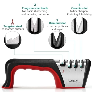 4-in-1 Knife Sharpener for Kitchen Knives & Scissors