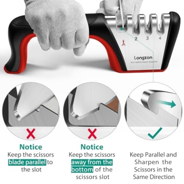 4-in-1 Knife Sharpener for Kitchen Knives & Scissors