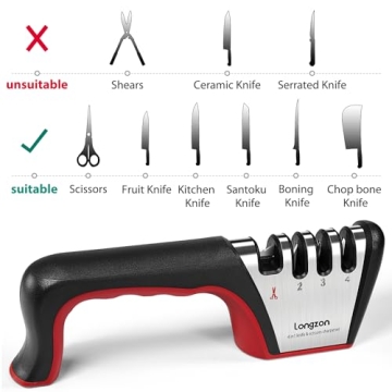 4-in-1 Knife Sharpener for Kitchen Knives & Scissors