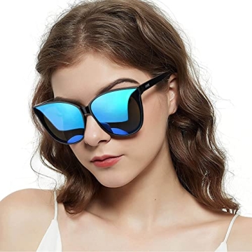 LVIOE Cat Eyes Sunglasses for Women, Polarized Oversized Fashion Vintage Eyewear for Driving Fishing...