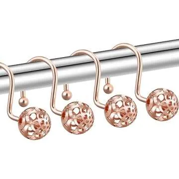 Gracelife Rustproof Rose Gold Shower Curtain Hooks - 12Pcs