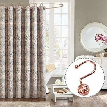 Gracelife Rustproof Rose Gold Shower Curtain Hooks - 12Pcs