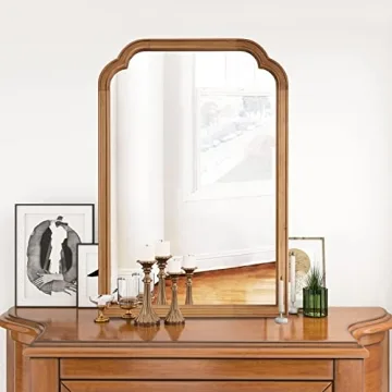 Elegant Wall Mirror in Natural Wood Finish for Home Decor