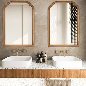 Elegant Wall Mirror in Natural Wood Finish for Home Decor