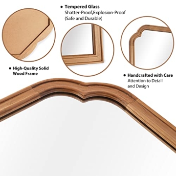 Elegant Wall Mirror in Natural Wood Finish for Home Decor