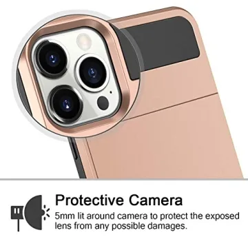 Vofolen Compatible with iPhone 12 Pro Case Wallet 5G Cover Credit Card Holder ID Slot Sliding Back Pocket Anti-Scratch Dual Layer Protective Compatible with iPhone 12 Pro 5G Rose Gold
