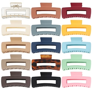 Luraseea 15 Pack Hair Claw Clips - 4.1 Inch Non-slip Hair Accessories for Stylish Women and Girls