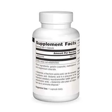 Source Naturals L-Glutamine - Free Form Amino Acid That Supports Metabolic Energy - 100 Capsules