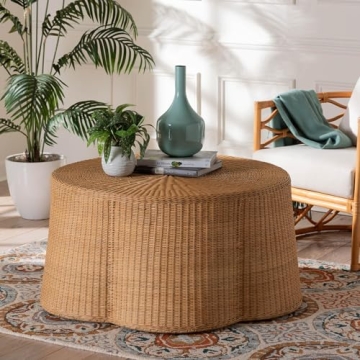 Bali & Pari Palm Scallop Rattan Coffee Table for Home