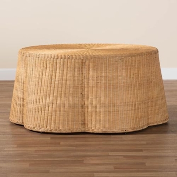 Bali & Pari Palm Scallop Rattan Coffee Table for Home