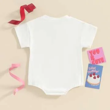 Amiblvowa Infant Baby Girl Boy 1st First Birthday One Outfit Short Sleeve Bubble Romper 1 Year Old S...