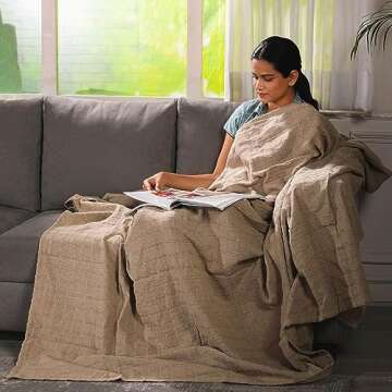 Shop LC Cotton Beige Throw Blanket - Cozy & Stylish Gift